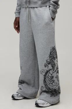 boohooMAN Joggers Coupe Extrêmement Large Avec Motif Dragon<Homme Joggings|Jogging