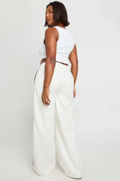 Joggers grande taille à jambes larges avec bande latérale