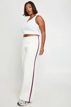 Joggers grande taille à jambes larges avec bande latérale