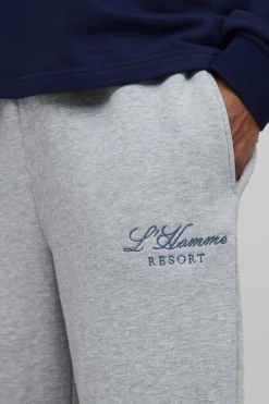 boohooMAN Joggers Homme brodés à jambes larges<Homme Joggings|Jogging