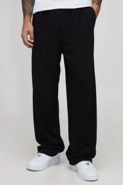 boohooMAN Joggers à jambe droite en interlock à fausse patte<Homme Joggings|Jogging