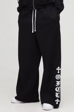Joggers à jambes larges avec imprimé puff graphique gothique et cordon rallongé