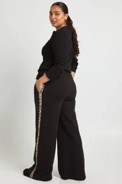 boohoo Joggers à jambes larges à motif léopard avec bande latérale<Femme Pantalons|Imprimé Léopard