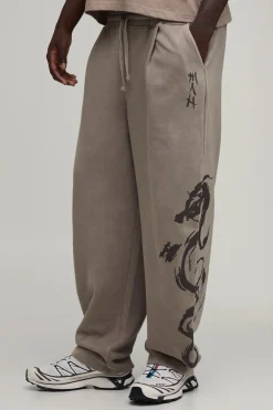 Joggers Lavés Imprimé Dragon Coupe Ballon