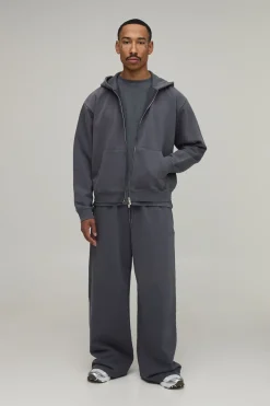 boohooMAN Joggers Lavés À Jambe Large En Molleton Épais 480 G/m²<Homme Nouveautés Grande Taille|Ensembles Grandes Tailles