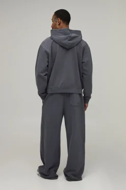 boohooMAN Joggers Lavés À Jambe Large En Molleton Épais 480 G/m²<Homme Nouveautés Grande Taille|Ensembles Grandes Tailles