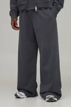 boohooMAN Joggers Lavés À Jambe Large En Molleton Épais 480 G/m²<Homme Nouveautés Grande Taille|Ensembles Grandes Tailles