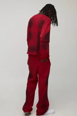 Joggers Loopback spray lavé, coupe décontractée, appliqué étoile et jambes évasées