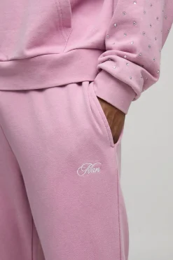 Joggers Regular Fit pour homme Script à strass délavé avec empiècement