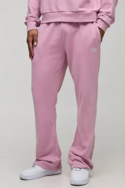 Joggers Regular Fit pour homme Script à strass délavé avec empiècement