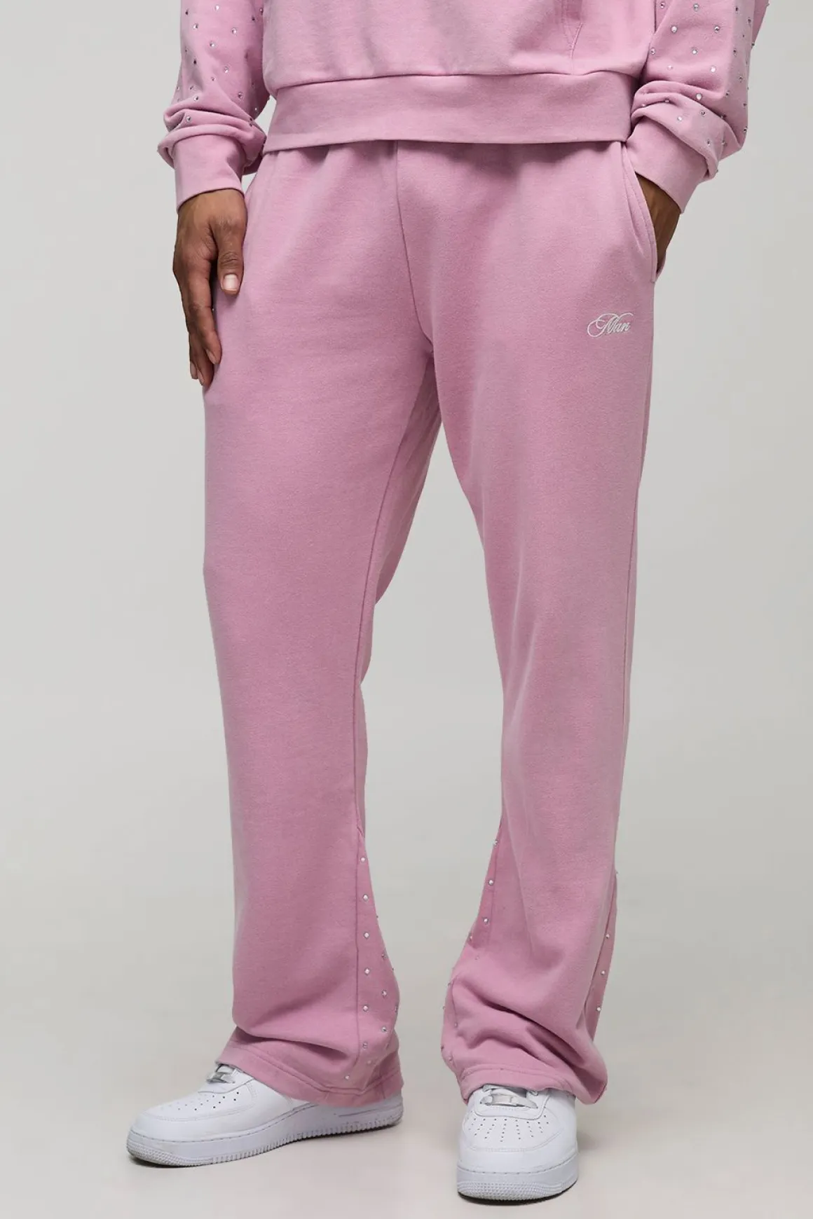 Joggers Regular Fit pour homme Script à strass délavé avec empiècement