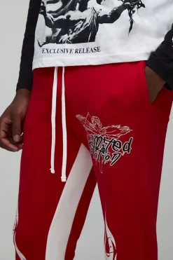Joggers slim évasés à motif graphique empilé et insert
