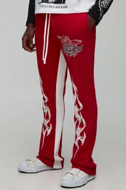 Joggers slim évasés à motif graphique empilé et insert