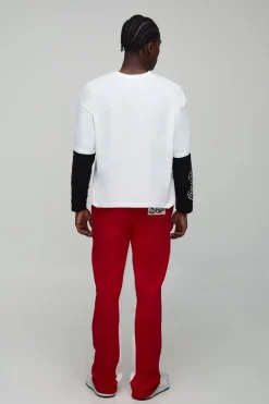 Joggers slim évasés à motif graphique empilé et insert