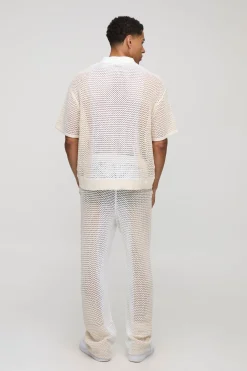 boohooMAN Joggers tricotés à mailles ouvertes, coupe décontractée, en blocs de couleur<Homme Maille|Mailles