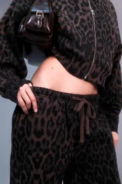 Jogger Taille Mi-haute Coupe Droite Imprimé Léopard