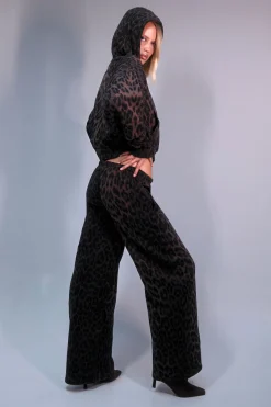 Jogger Taille Mi-haute Coupe Droite Imprimé Léopard