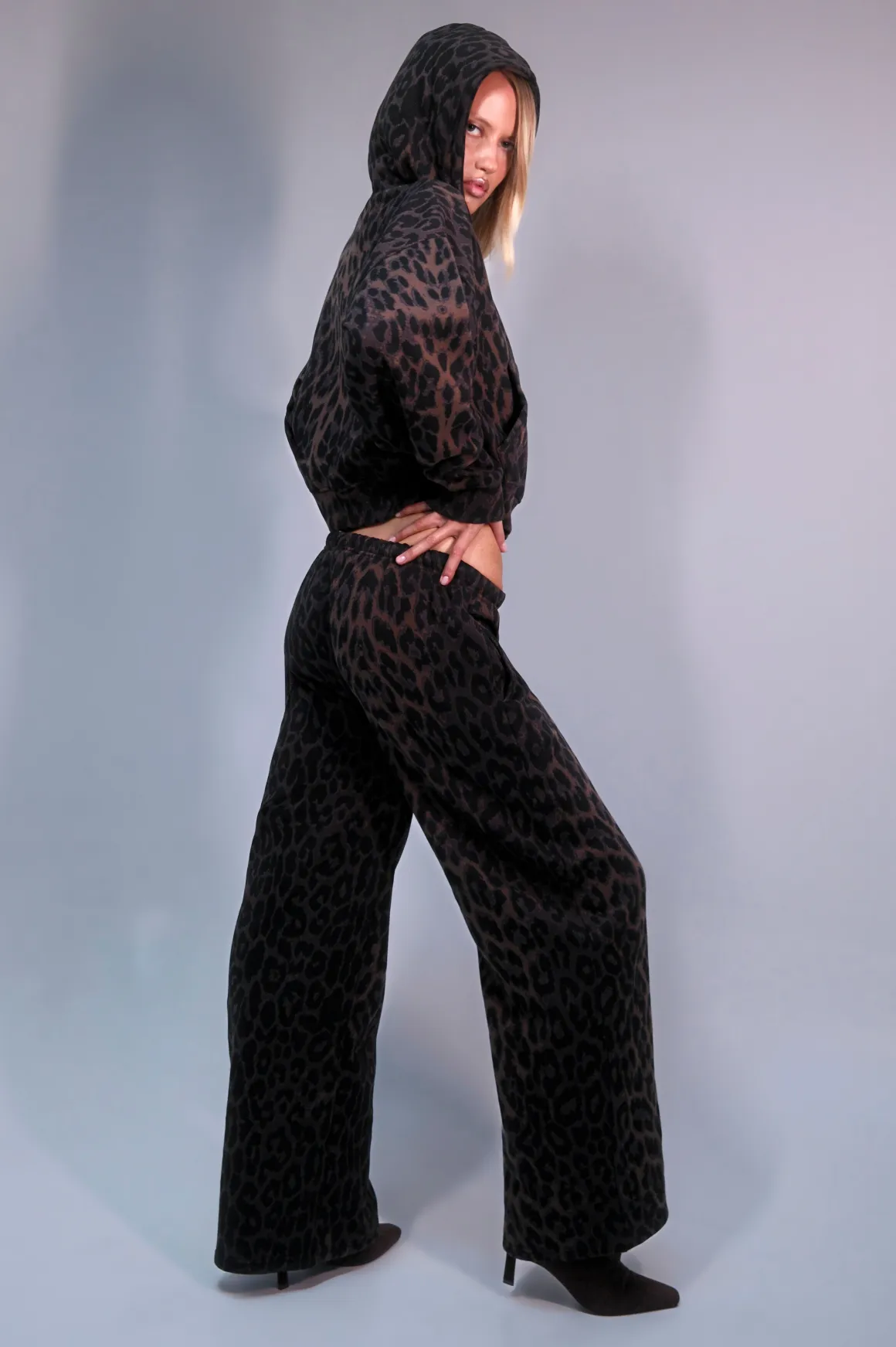 Jogger Taille Mi-haute Coupe Droite Imprimé Léopard