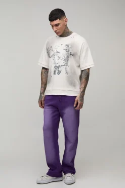boohooMAN Jogger Tall Coupe Droite Jambe Longue Délavage Spray<Homme Tout Afficher|Jogging