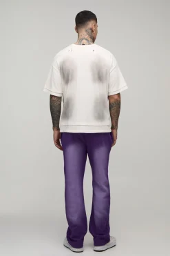 boohooMAN Jogger Tall Coupe Droite Jambe Longue Délavage Spray<Homme Tout Afficher|Jogging
