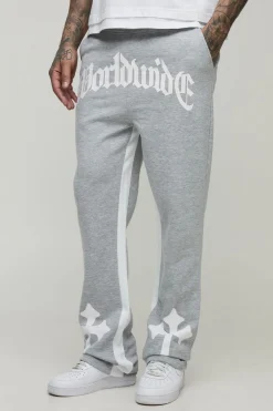 boohooMAN Jogger Tall Worldwide à imprimé croisé et empiècement évasé<Homme Tout Afficher|Jogging