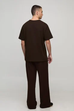 boohooMAN Jogger tricoté côtelé décontracté<Homme Maille|Mailles