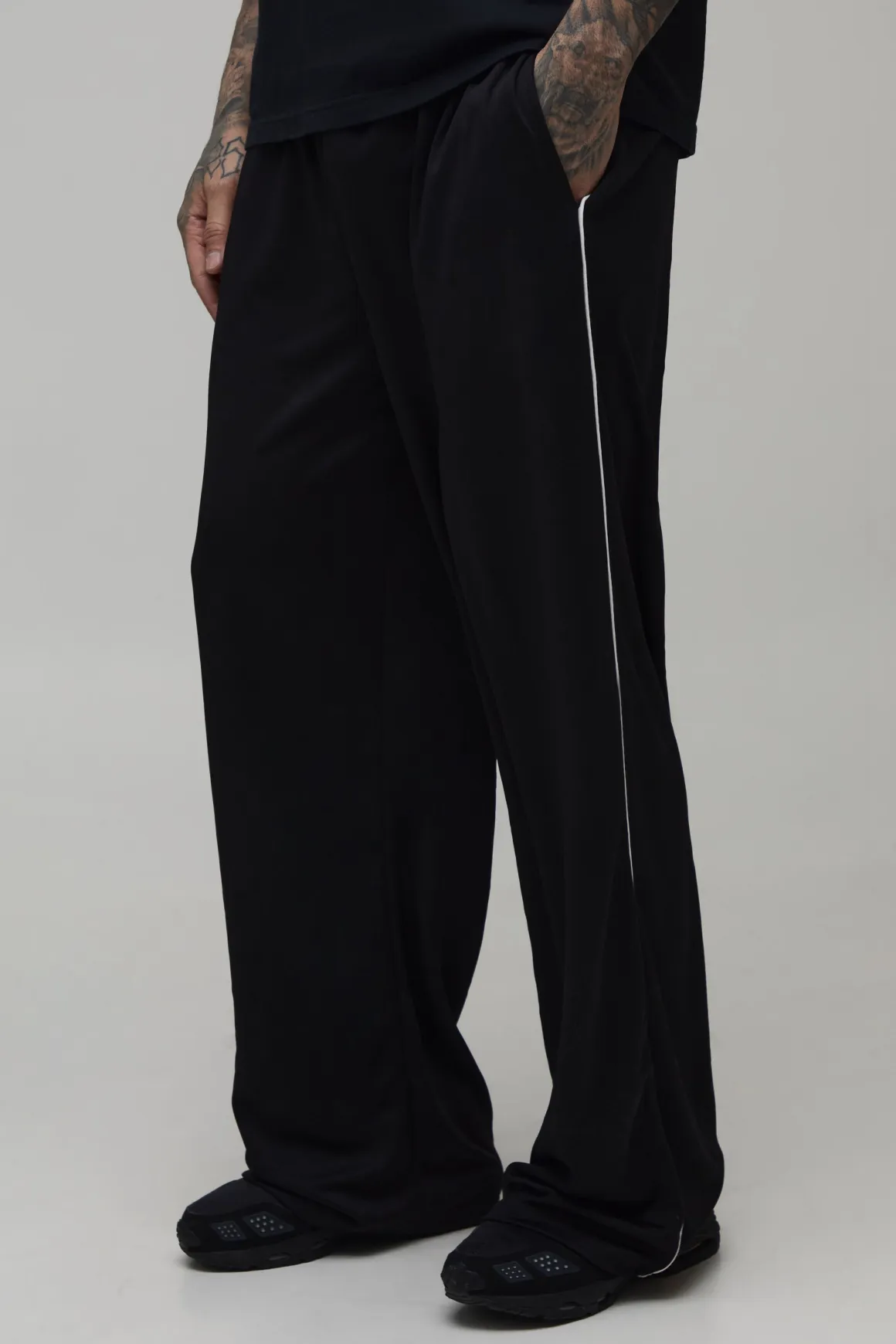 Jogger Tricot Taille Haute Coupe Large Avec Passepoil