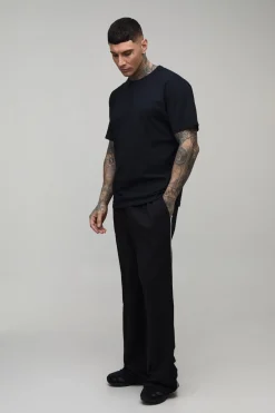 Jogger Tricot Taille Haute Coupe Large Avec Passepoil