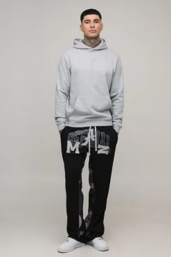 Jogger Évasé Empilé Avec Gousset Slim Et Appliqué Imprimé Varsity