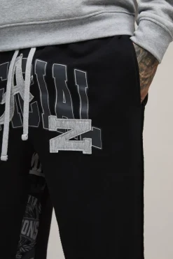 Jogger Évasé Empilé Avec Gousset Slim Et Appliqué Imprimé Varsity