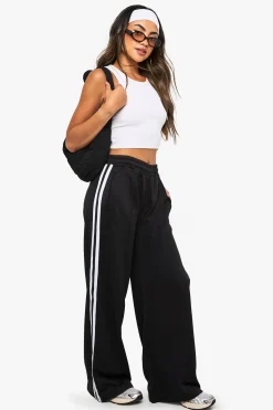 boohoo Joggeur à jambes droites en tricot avec bande latérale rayée<Femme Pantalons|Joggings