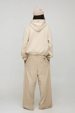 boohooMAN Joggeurs homme à jambes extra-larges, Loopback, script brodé, ourlet brut<Homme Joggings|Jogging