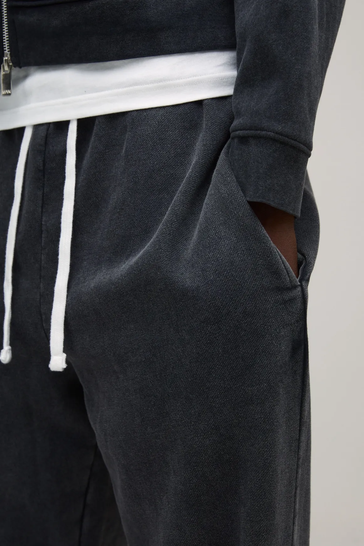 Jogging Baggy Essential à Entrejambe Bas Effet Délavé