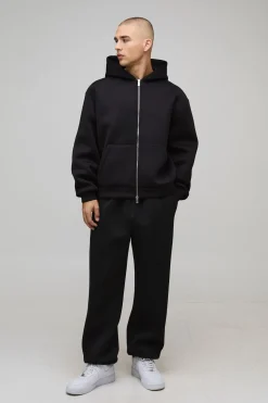 boohooMAN Jogging Coupe Ample en Scuba Contrecollé avec Revers<Homme Joggings|Jogging