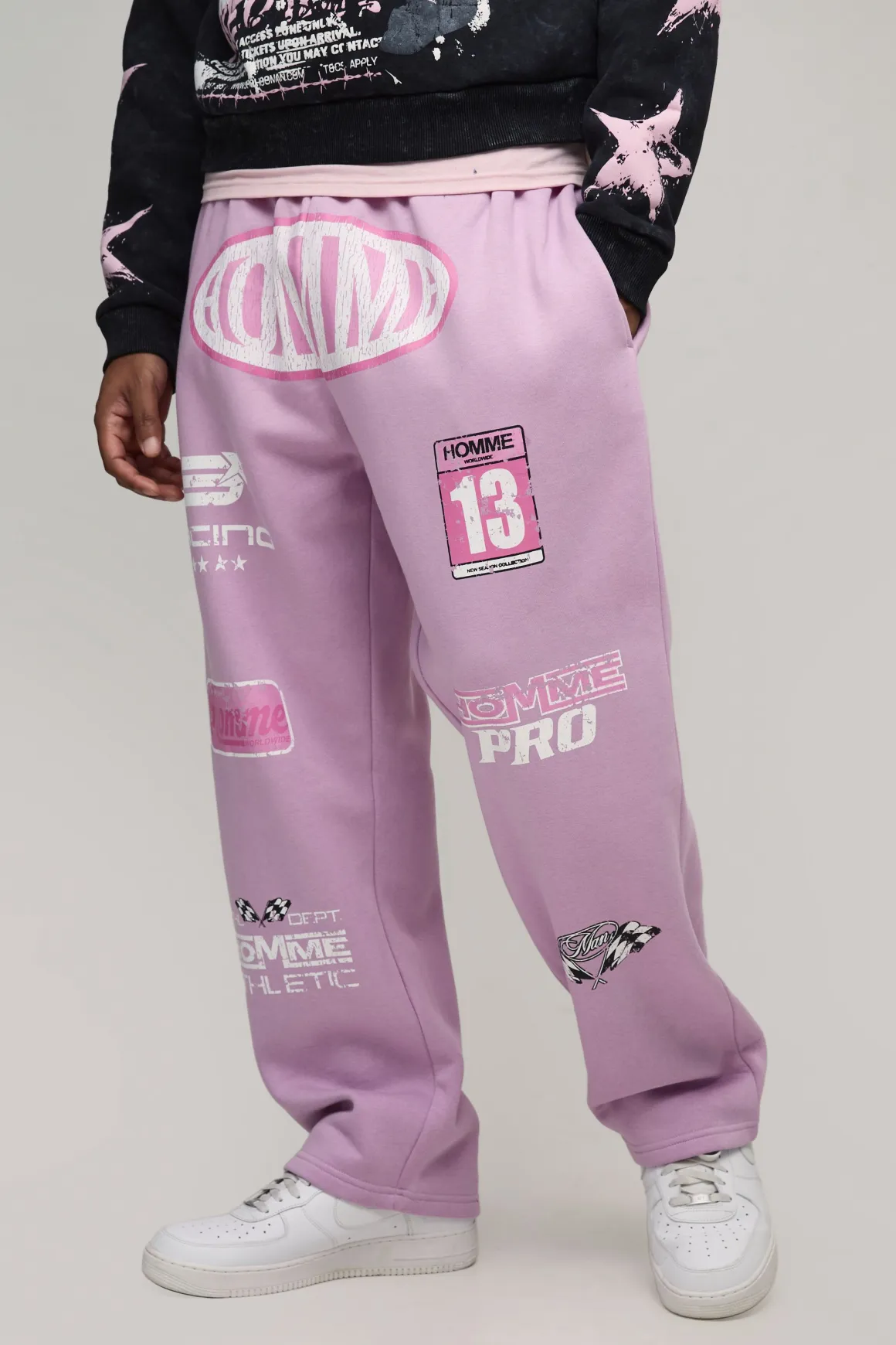 Jogging Coupe Baggy Ample À Imprimé Moto