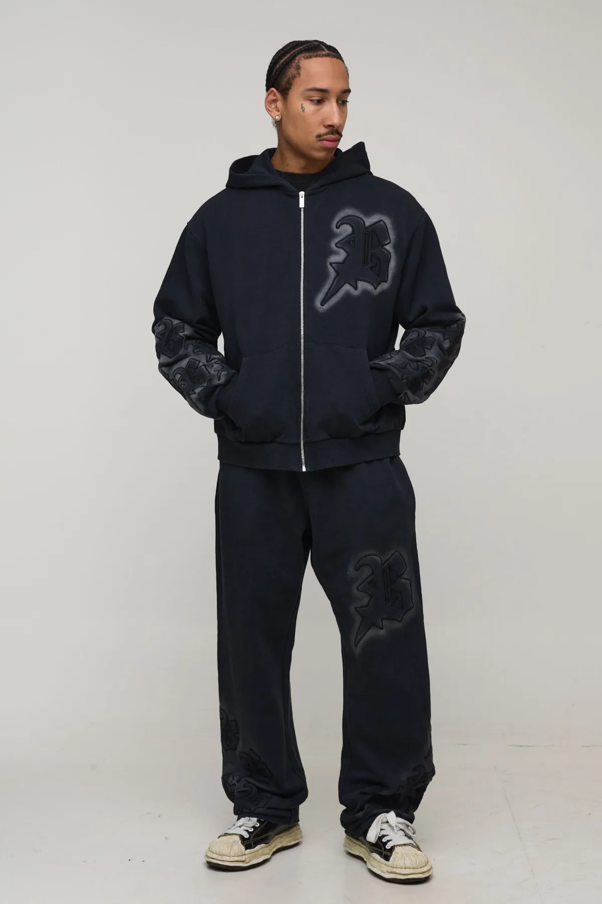 boohooMAN Jogging Coupe Baggy avec Appliqué Effet Délavé<Homme Joggings|Jogging