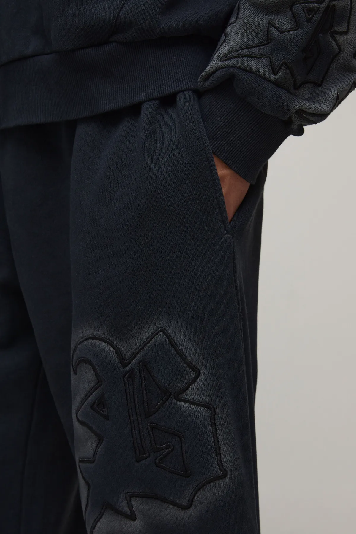 boohooMAN Jogging Coupe Baggy avec Appliqué Effet Délavé<Homme Joggings|Jogging