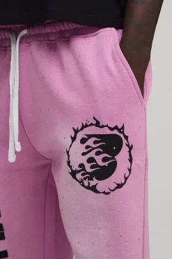 Jogging Coupe Droite Main Stage avec Appliqués Strass
