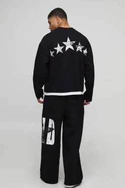 Jogging Coupe Large Extrême Faux Boxer Western Graphique Wild Star Effet Délavé