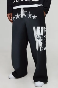 Jogging Coupe Large Extrême Faux Boxer Western Graphique Wild Star Effet Délavé