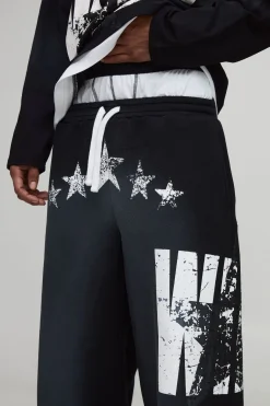Jogging Coupe Large Extrême Faux Boxer Western Graphique Wild Star Effet Délavé