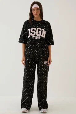 DSGN Studio Jogging Droit À Pois Avec Appliqué<Femme Pois|Joggings