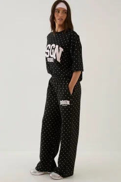 DSGN Studio Jogging Droit À Pois Avec Appliqué<Femme Pois|Joggings