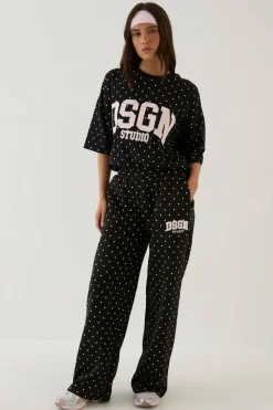 DSGN Studio Jogging Droit À Pois Avec Appliqué<Femme Pois|Joggings