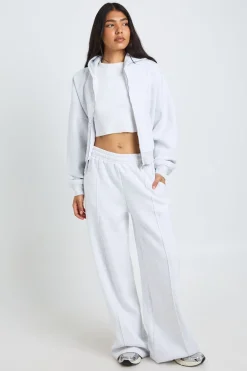 Jogging Droit Taille Haute Avec Détails De Plis Piqués