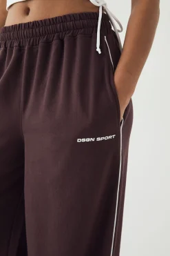 Jogging DSGN Studio à Jambes Larges Taille Moyenne avec Détails de Passepoil