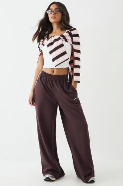 Jogging DSGN Studio à Jambes Larges Taille Moyenne avec Détails de Passepoil