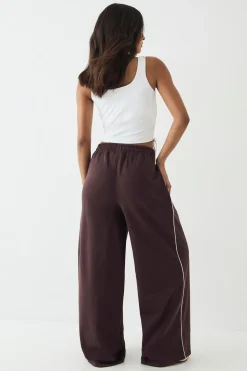 Jogging DSGN Studio à Jambes Larges Taille Moyenne avec Détails de Passepoil