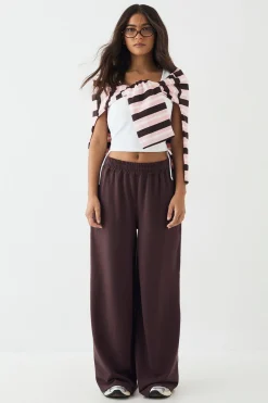 Jogging DSGN Studio à Jambes Larges Taille Moyenne avec Détails de Passepoil