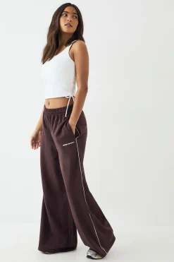 Jogging DSGN Studio à Jambes Larges Taille Moyenne avec Détails de Passepoil